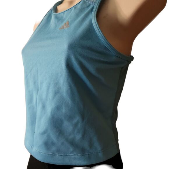 Adidas Climalite Active Tank Top Women's Size Medium Blue Scoop Neck Racer Back - Picture 3 of 8